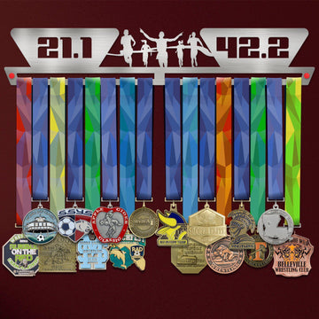 21.1 42.2 Medal Hanger holding a full row of medals on a wall