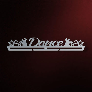 Dance Medal Hanger in laser-cut steel on a dark background