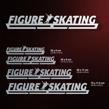 Figure Skating Medal Hanger shown in all available sizes with dimensions