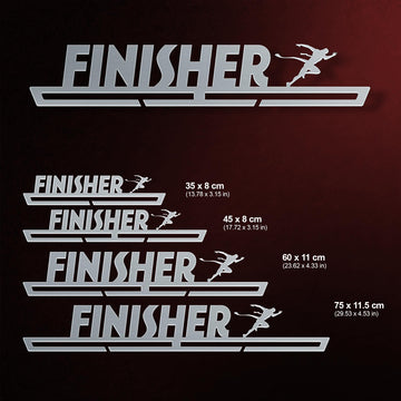 Finisher Medal Hanger V2 shown in all available sizes with dimensions