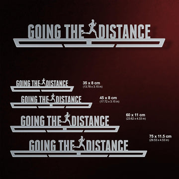 Men's Going The Distance Medal Hanger shown in all available sizes with dimensions