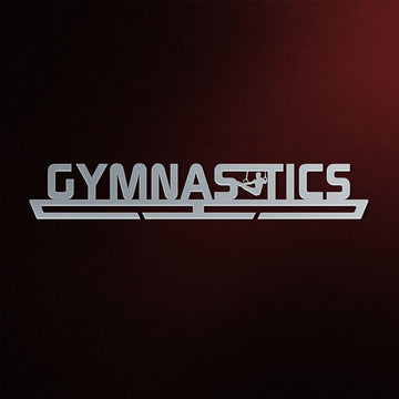 Men's Gymnastics Medal Hanger in laser-cut steel on a dark background