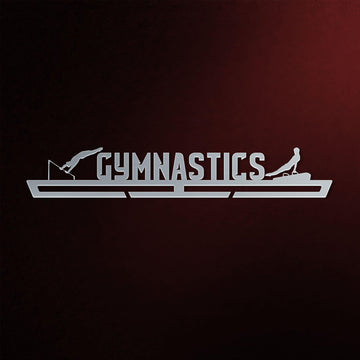 Men's Gymnastics Medal Hanger V2 in laser-cut steel on a dark background