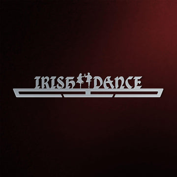 Irish Dance Medal Hanger in laser-cut steel on a dark background