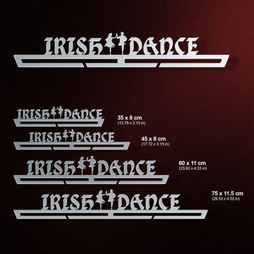 Irish Dance Medal Hanger shown in all available sizes with dimensions