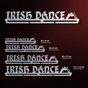 Irish Dance Medal Hanger V2 shown in all available sizes with dimensions