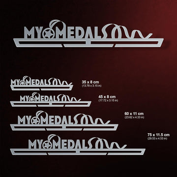 My Medals Medal Hanger shown in all available sizes with dimensions