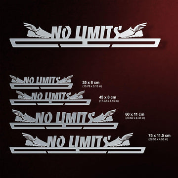 No Limits Medal Hanger shown in all available sizes with dimensions