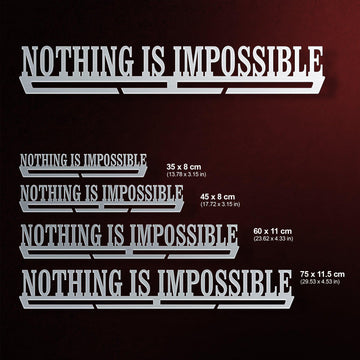 Nothing Is Impossible Medal Hanger shown in all available sizes with dimensions