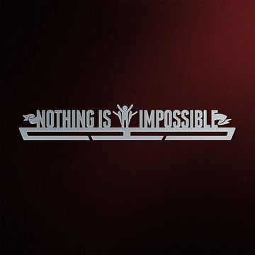 Nothing Is Impossible Medal Hanger V2 in laser-cut steel on a dark background