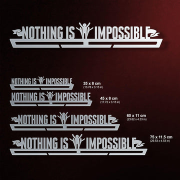 Nothing Is Impossible Medal Hanger V2 shown in all available sizes with dimensions
