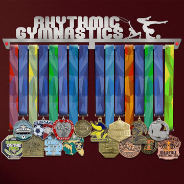 Rhythmic Gymnastics Medal Hanger holding a full row of medals on a wall