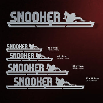 Snooker Medal Hanger shown in all available sizes with dimensions