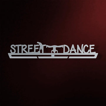 Street Dance Medal Hanger in laser-cut steel on a dark background
