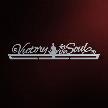 Victory For The Soul Medal Hanger in laser-cut steel on a dark background