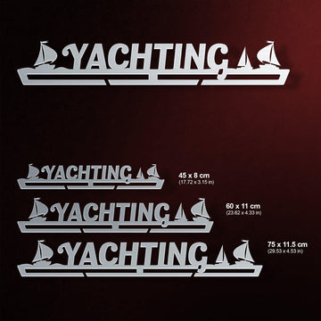 Yachting Medal Hanger V2 shown in all available sizes with dimensions